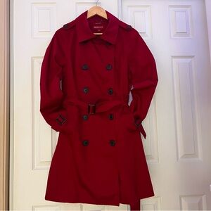 Merona Double-Breasted Red Trench Coat size L